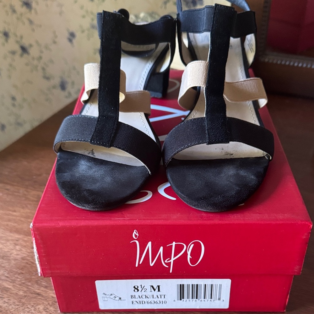 Impo Women's Black and Cream Sandals size 8.5. Excellent condition.